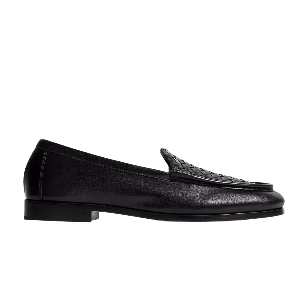 Bottega Veneta Silenzio Intrecciato Loafer Black Leather