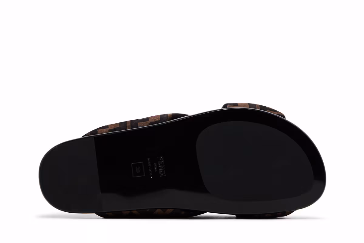 Fendi Women's Feel FF Satin Slide Brown, view 5