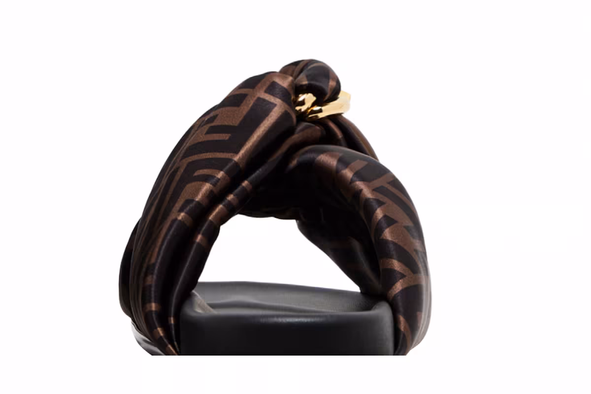 Fendi Women's Feel FF Satin Slide Brown, view 8