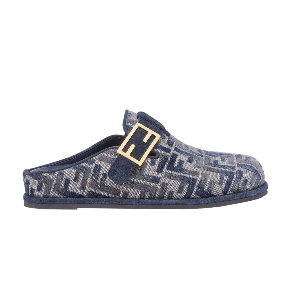Fendi Women's Feel Sabot FF Baguette - Blue Denim