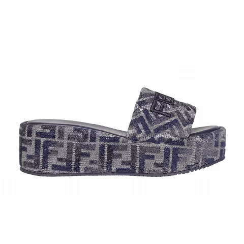 Fendi Wmns Sunshine Flatform Slides 'Blue FF Denim'