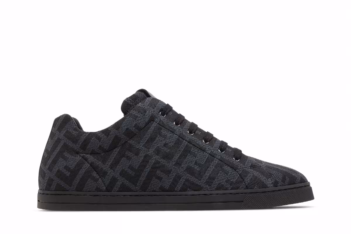 Fendi FF Motif Lace Up Low Black, view 2