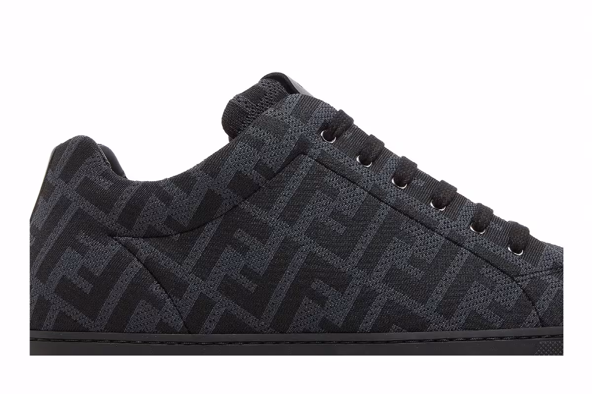 Fendi FF Motif Lace Up Low Black, view 3