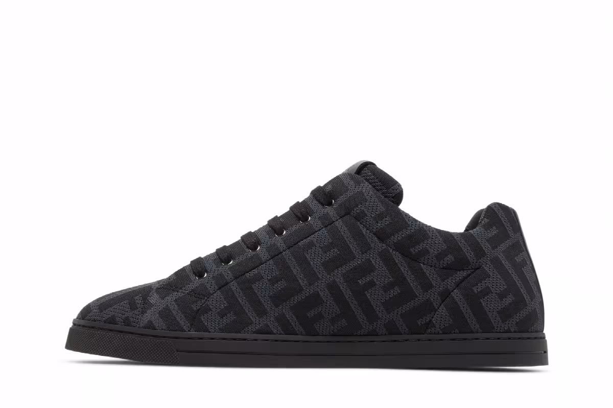 Fendi FF Motif Lace Up Low Black, view 4