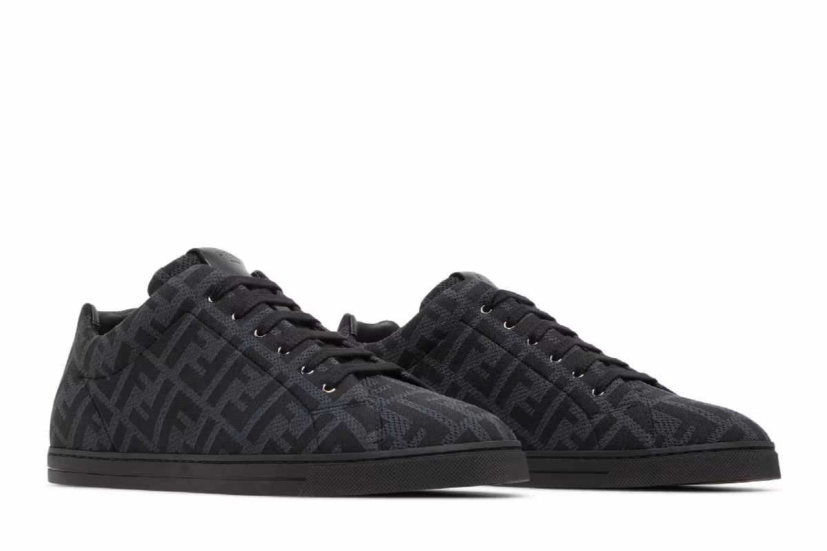 Fendi FF Motif Lace Up Low Black, view 9