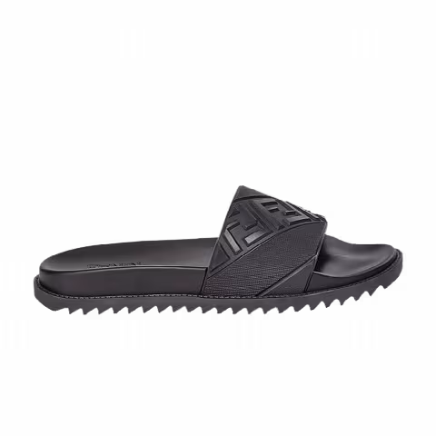 Fendi Rubber Slides 'Embossed Diagonal FF Motif - Black'