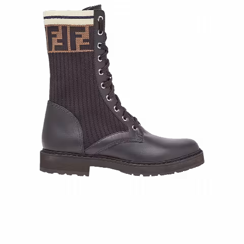 Fendi Wmns FF Rockoko Biker Boot 'Black Brown'