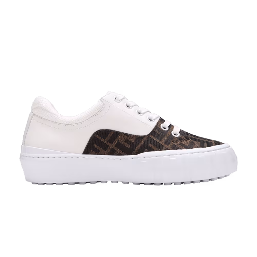 Fendi Force Lace-Up Sneaker White Brown