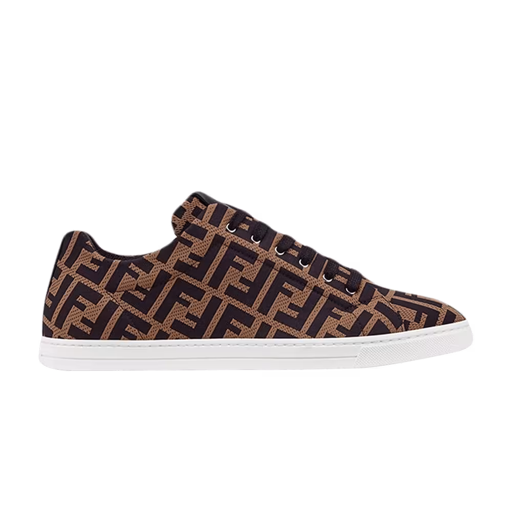 Fendi FF Motif Lace Up Low Almond Black