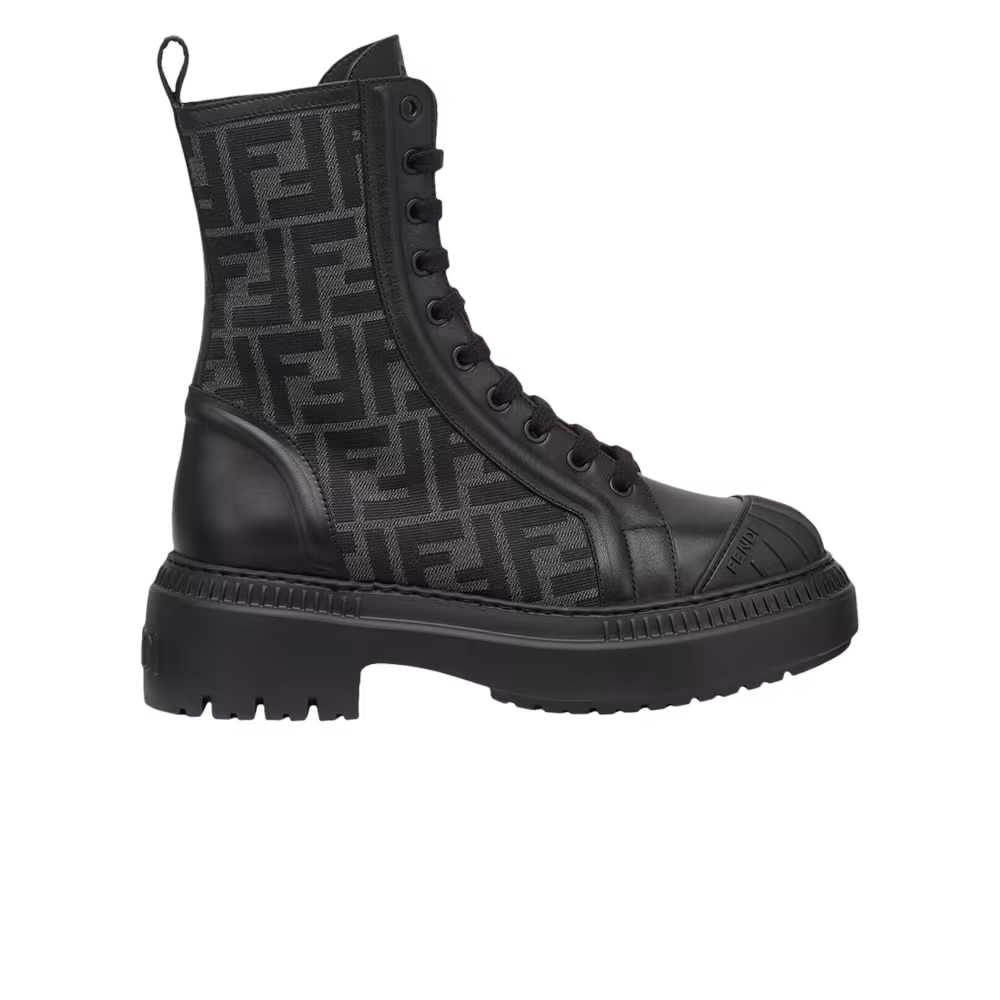 Fendi Women's FF Motif Domino Biker Boot Black