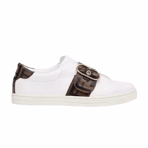 Fendi Wmns Slip-On Leather 'FF All Over Buckle'