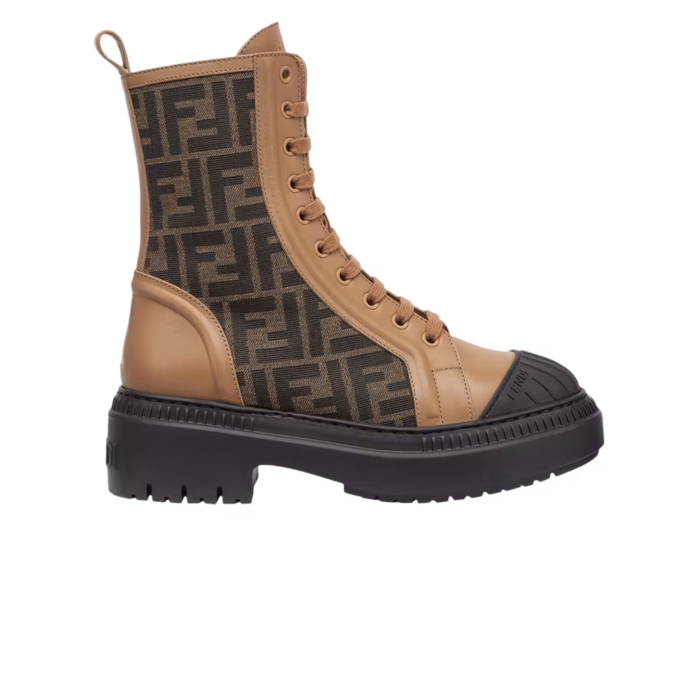 Fendi Women's FF Motif Domino Biker Boot Beige