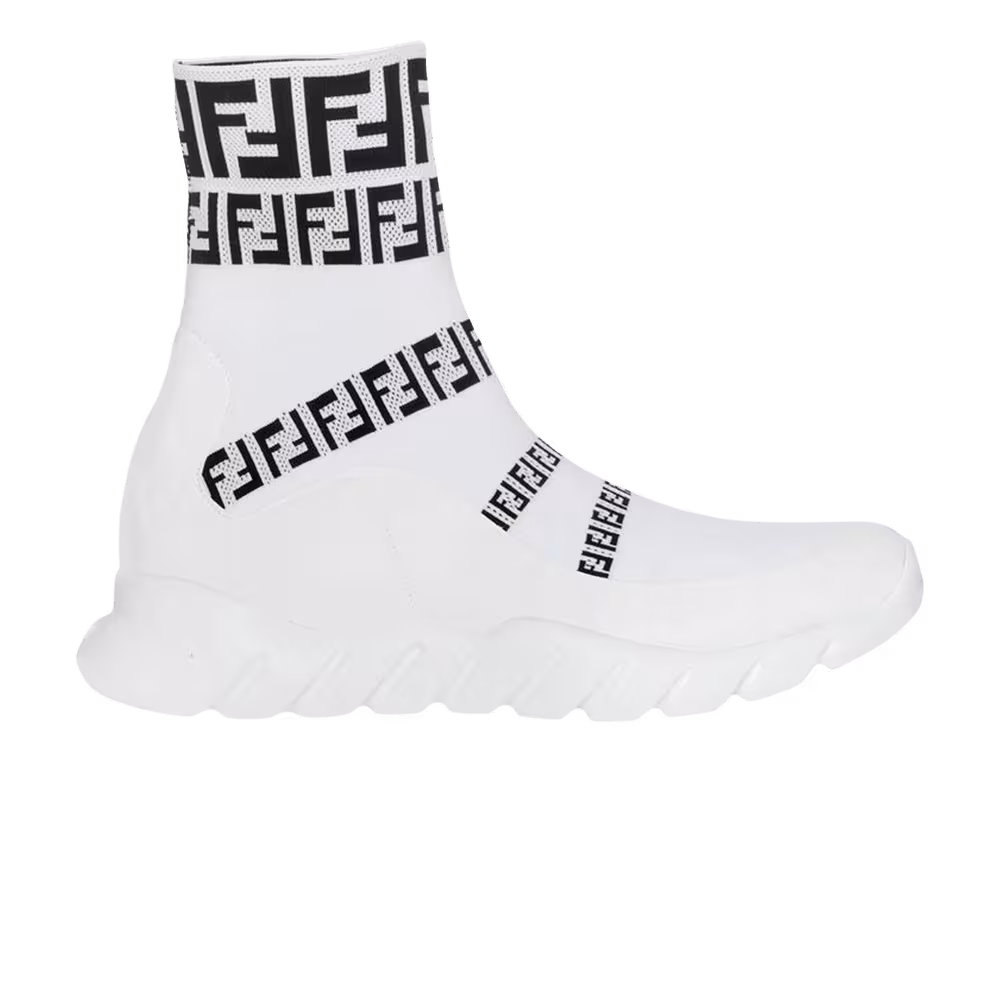 Fendi Zucca High Sock Sneaker White