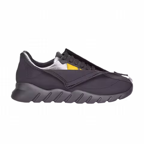 Fendi Leather Low Lace-Up 'Lycra - Black Silver'