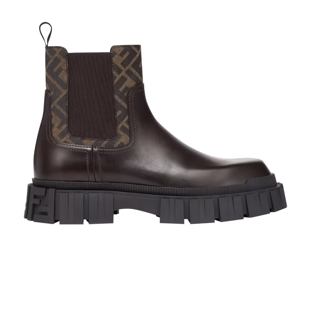 Fendi Leather Ankle Boot Black Brown