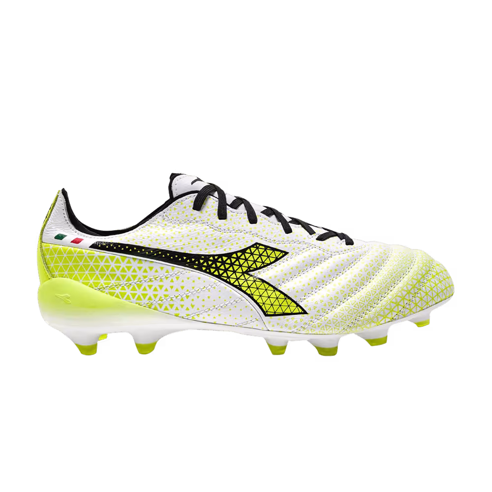 Diadora Brasil Elite Tech GR Made in Italy LPX White Yellow Fluorescent