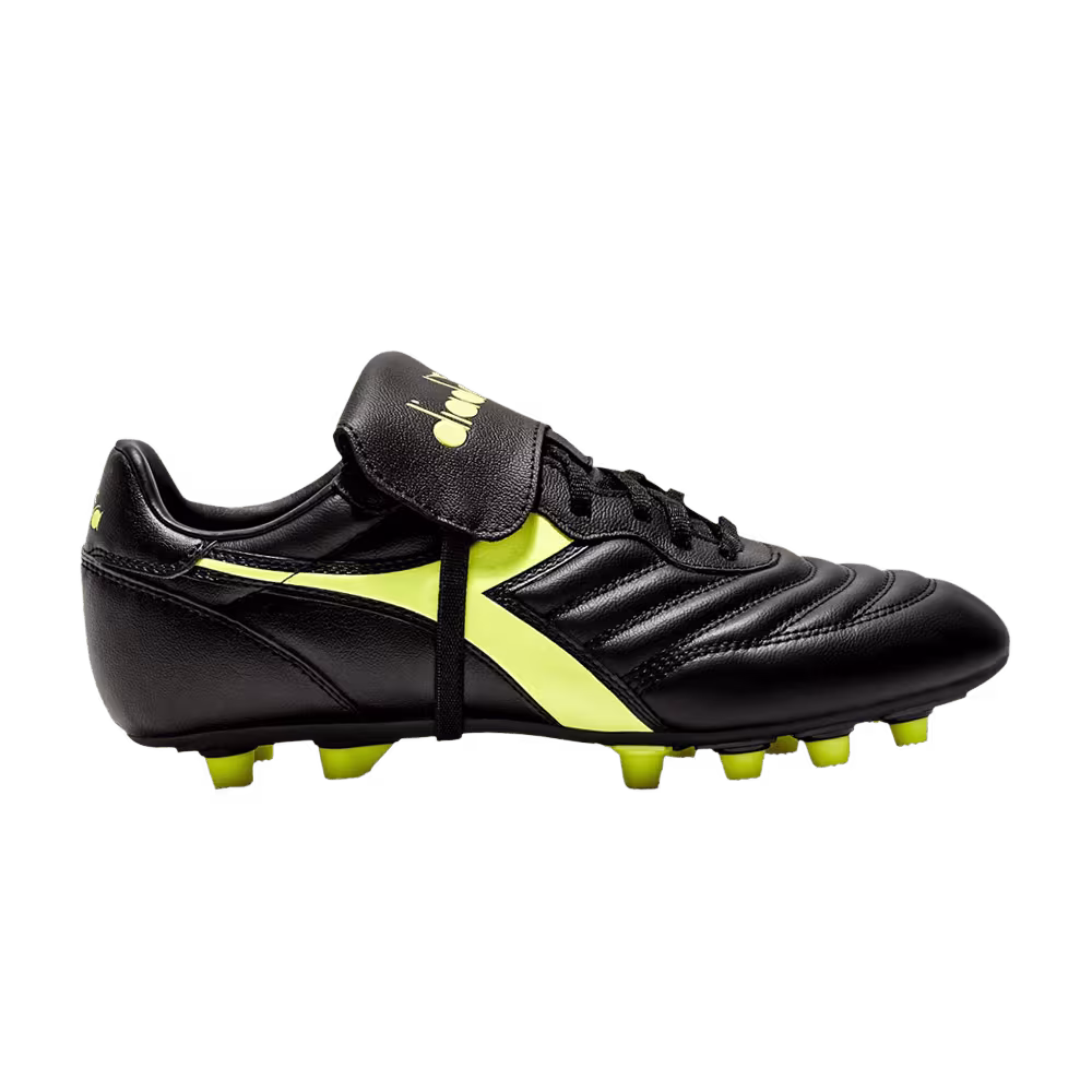 Diadora Brasil LT T MDPU FG Black Fluo Yellow