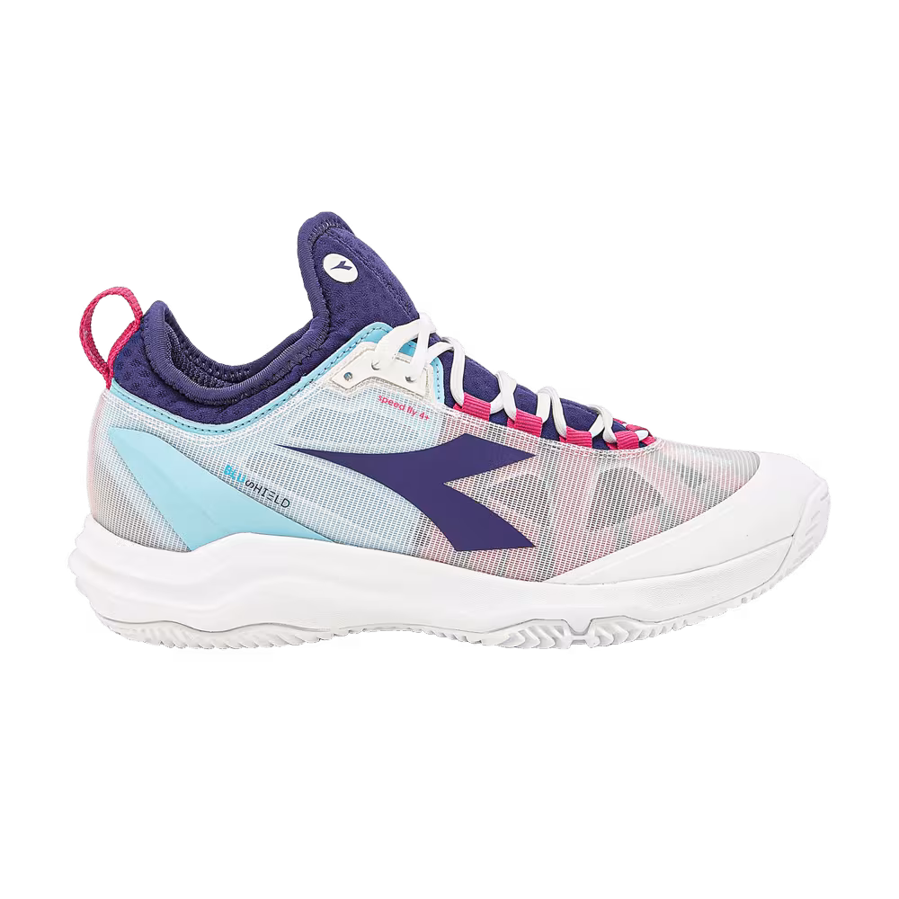 Diadora Women's Speed Blushield Fly 4+ Clay White Blueprint