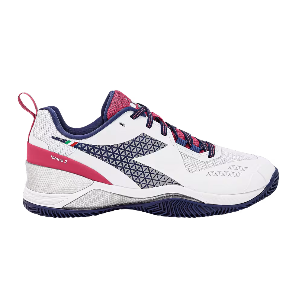 Diadora Women's Blushield Torneo 2 Clay White Blueprint