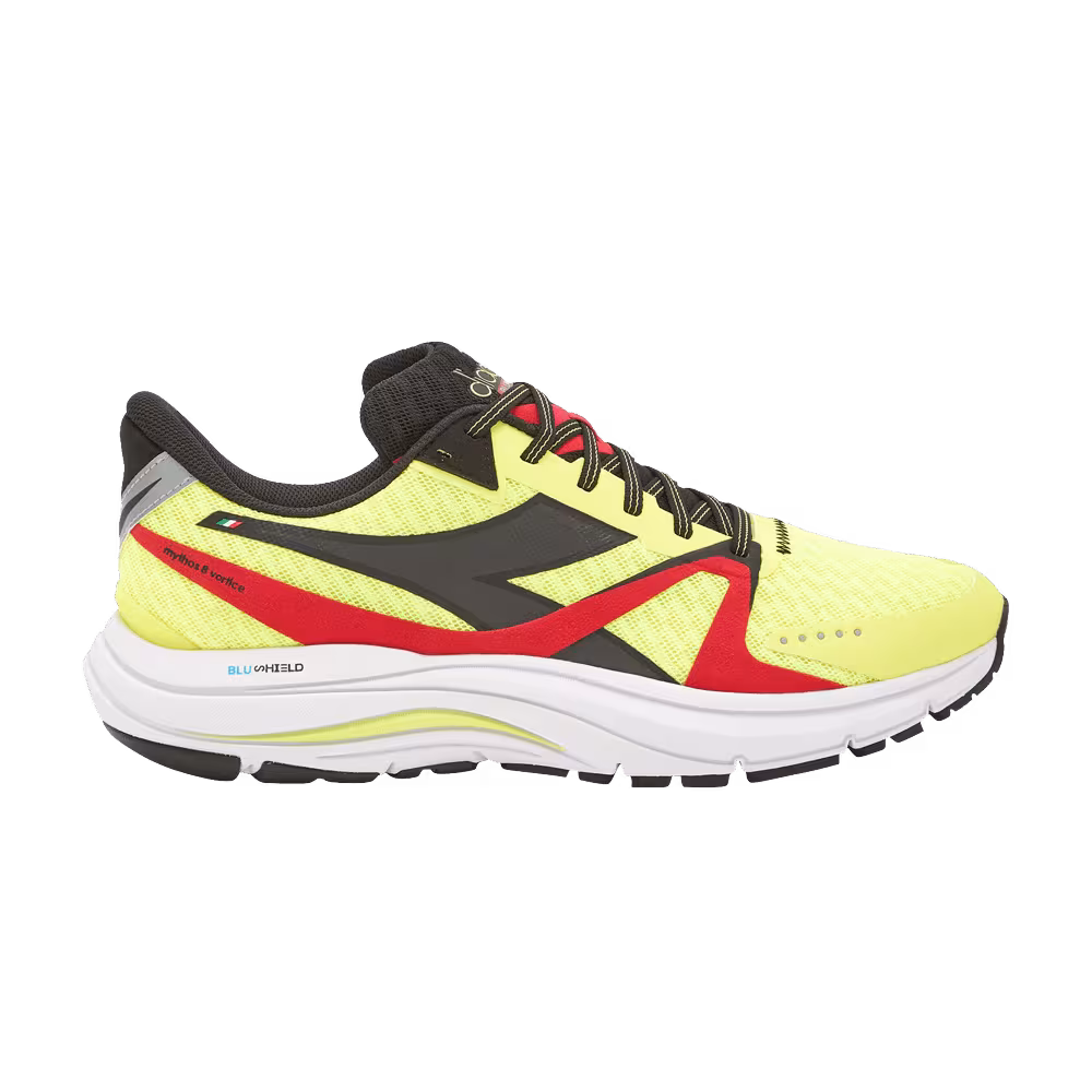 Diadora Mythos Blushield 8 Vortice Yellow Fluorescent Fiery Red