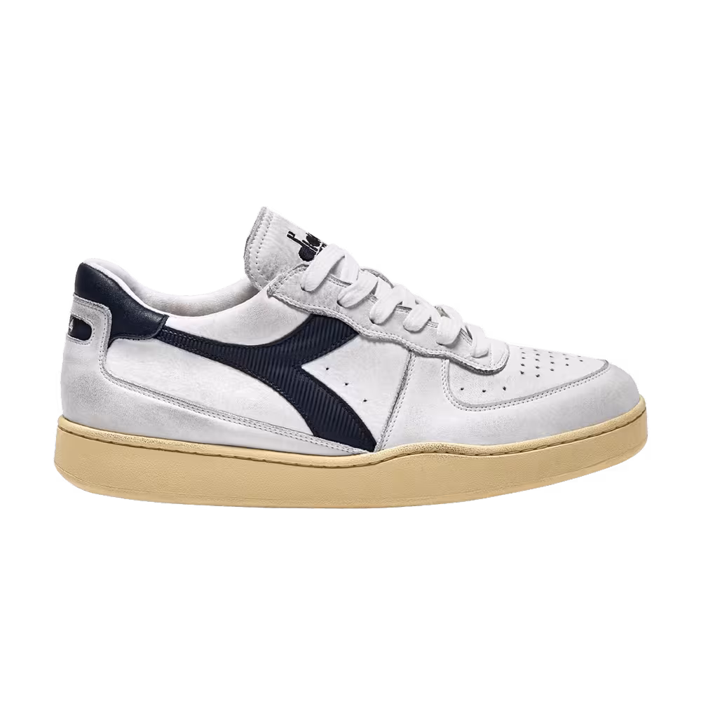 Diadora Mi Basket Low Used White Blue Denim