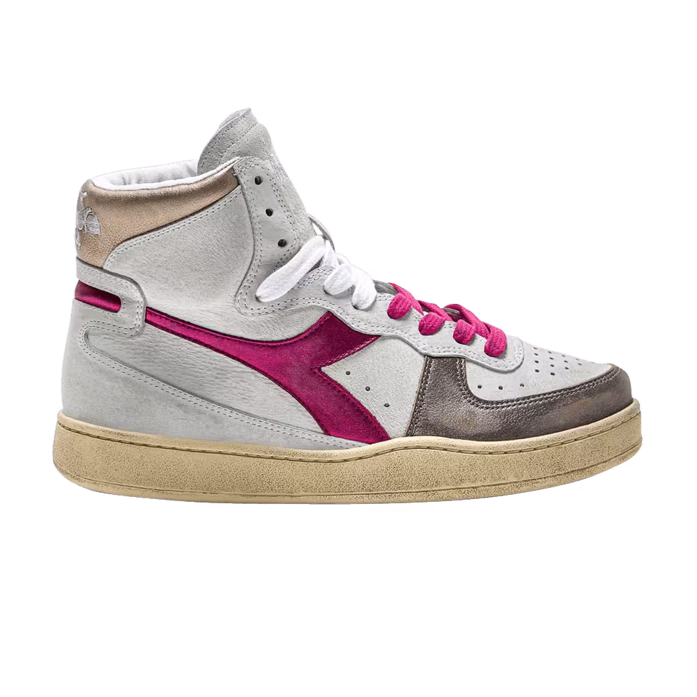 Diadora Women's Mi Basket Metal - White Fuchsia Red