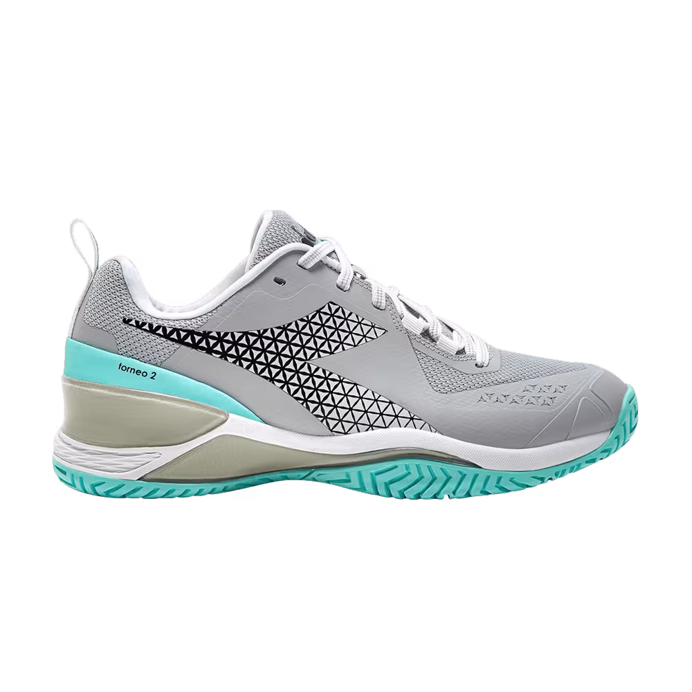 Diadora Women's Blushield Torneo 2 AG Silver Aruba Blue