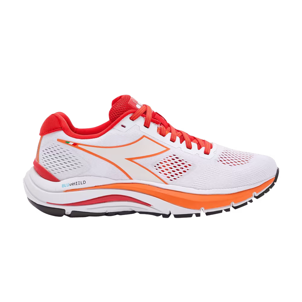 Diadora Women's Mythos Blushield 7 Vortice White Fiery Red