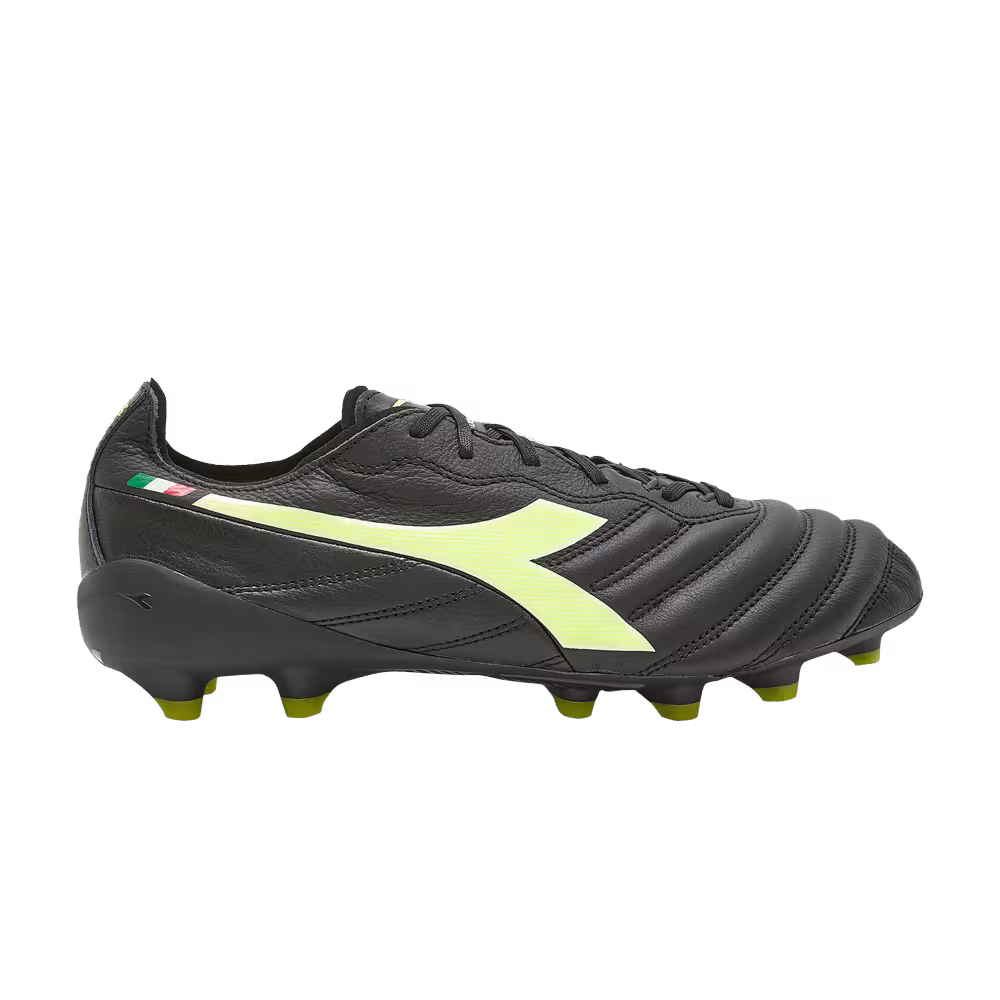 Diadora Brasil Elite 2 Tech Made in Italy LPX Black Fluorescent Yellow
