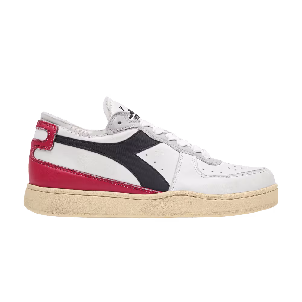 Diadora Mi Basket Row Cut White Garnet Black