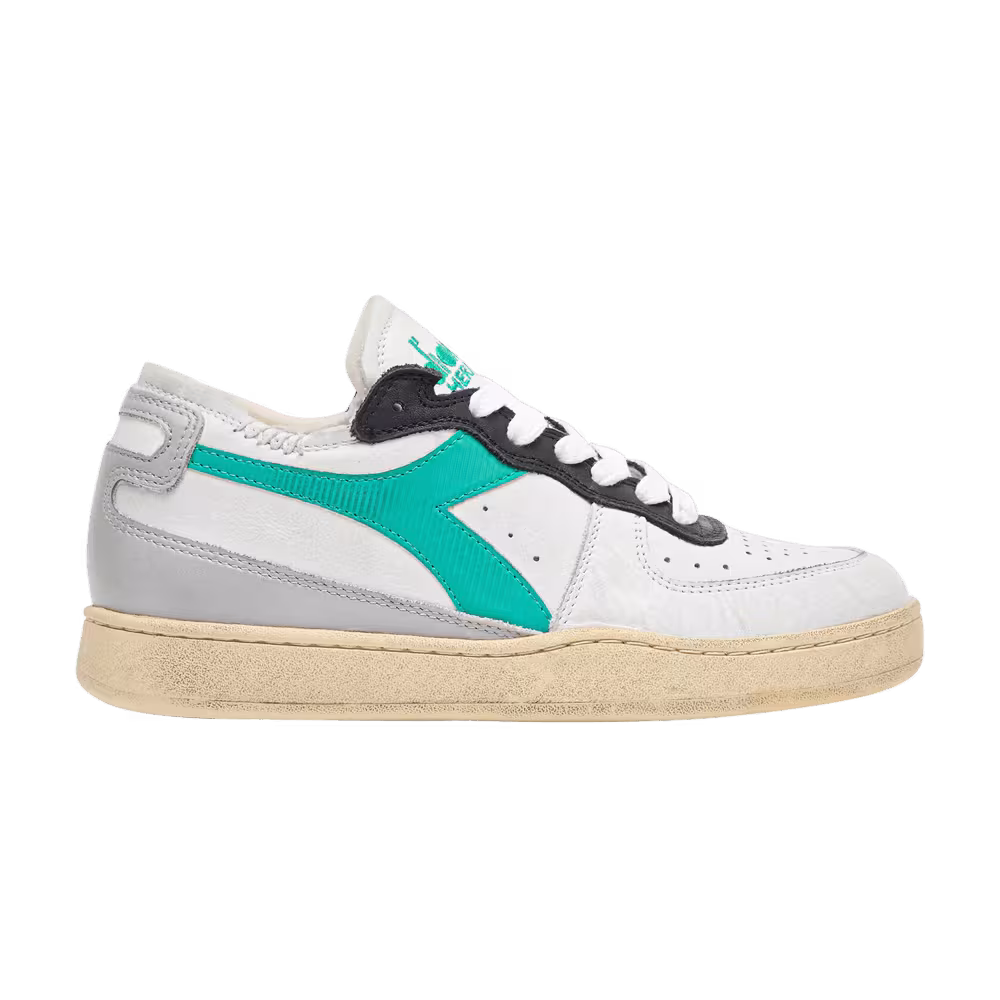 Diadora Mi Basket Row Cut White Peacock Green