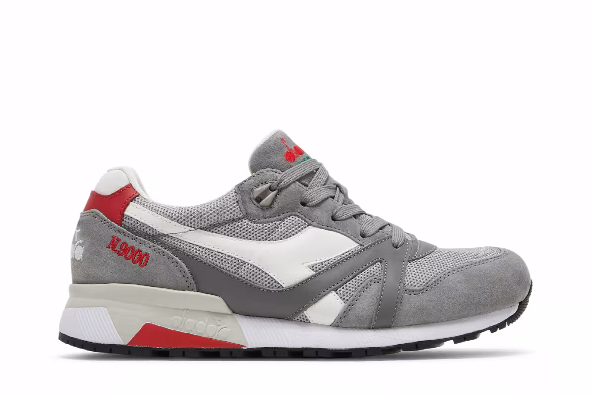 Diadora N9000 Made in Italy Storm Grey Red, view 2