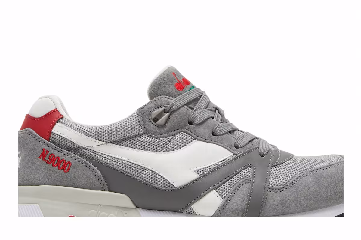 Diadora N9000 Made in Italy Storm Grey Red, view 3