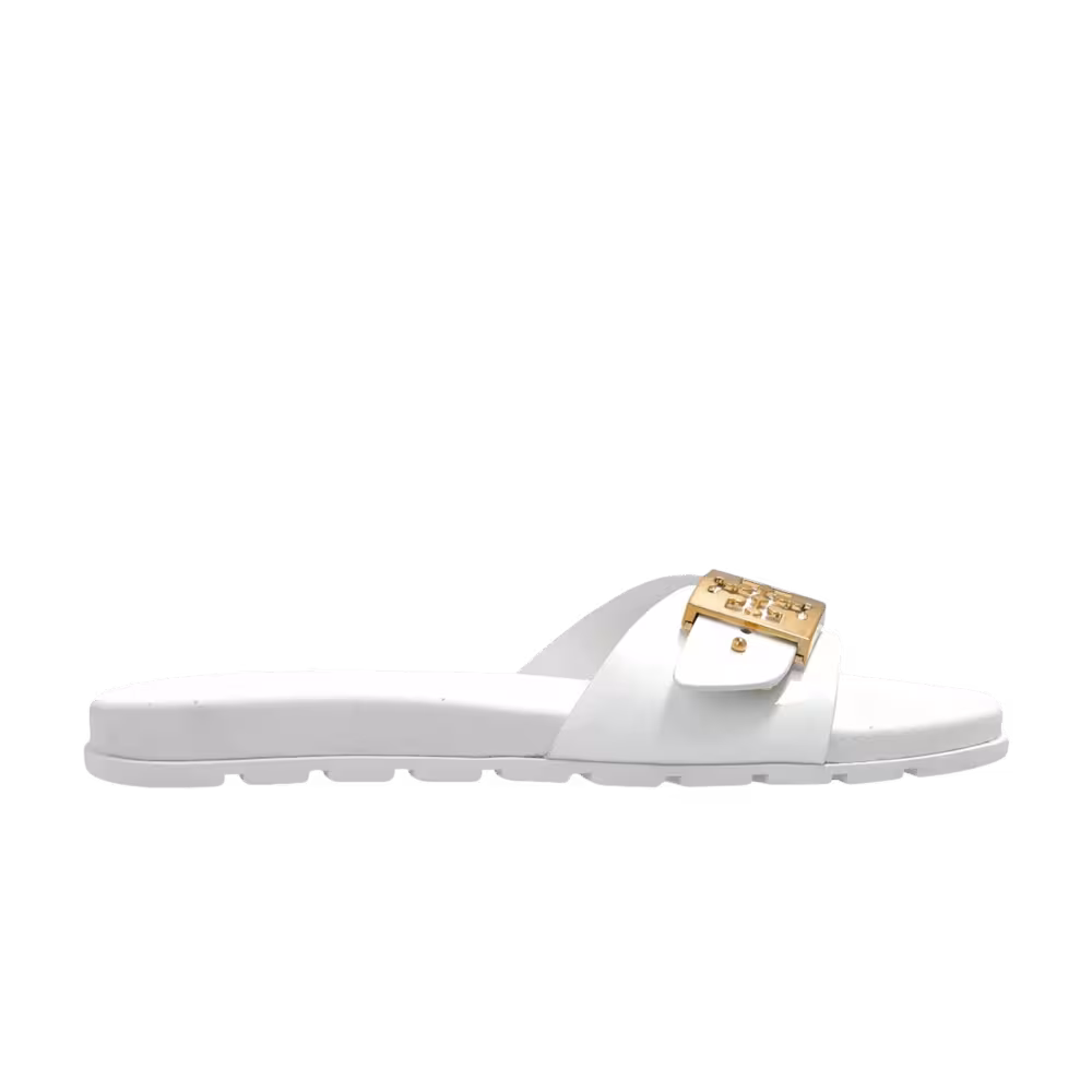 Tory Burch Women's Mellow Buckle Slide Sandal White Gold