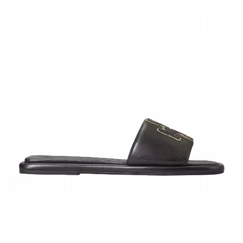 Tory Burch Wmns Double T Sport Slide 'Perfect Black Gold'