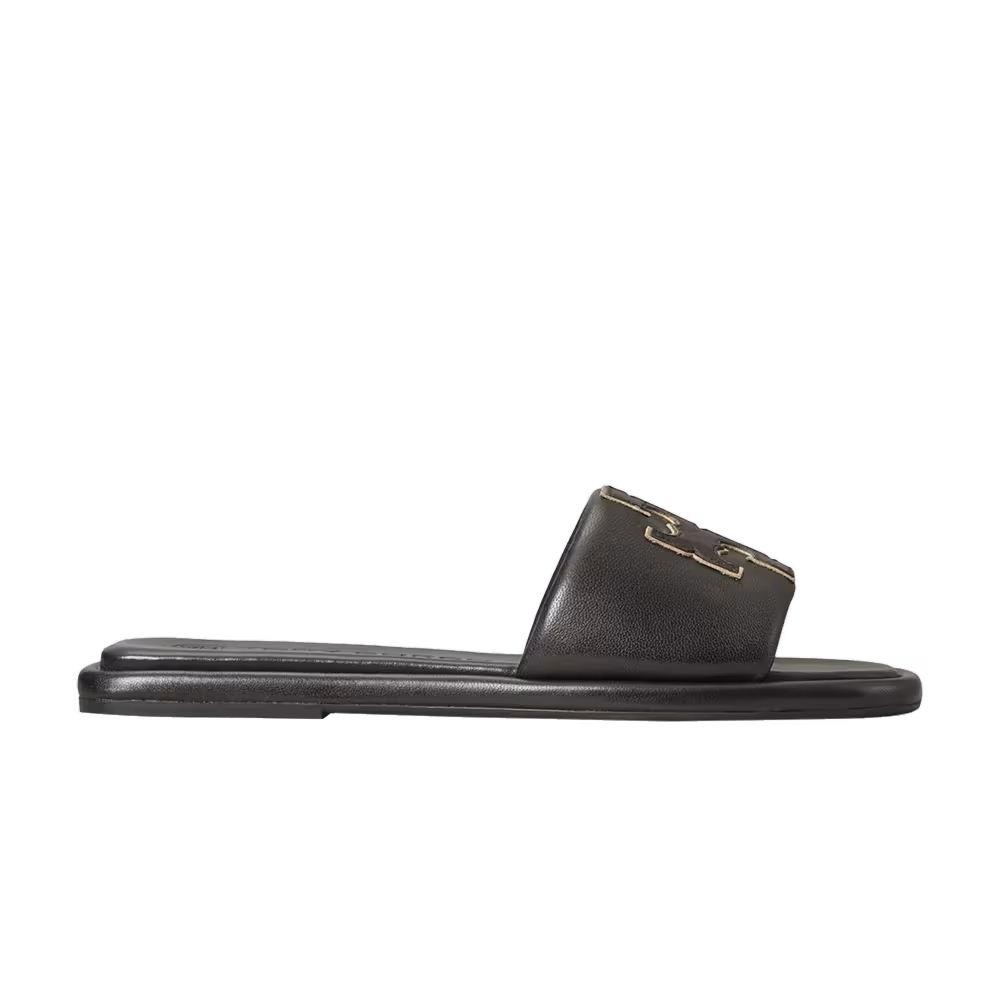 Tory Burch Women's Double T Sport Slide Perfect Black Gold