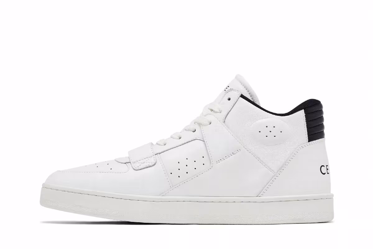 CELINE CT-02 Mid Sneaker Optic White Black, view 4