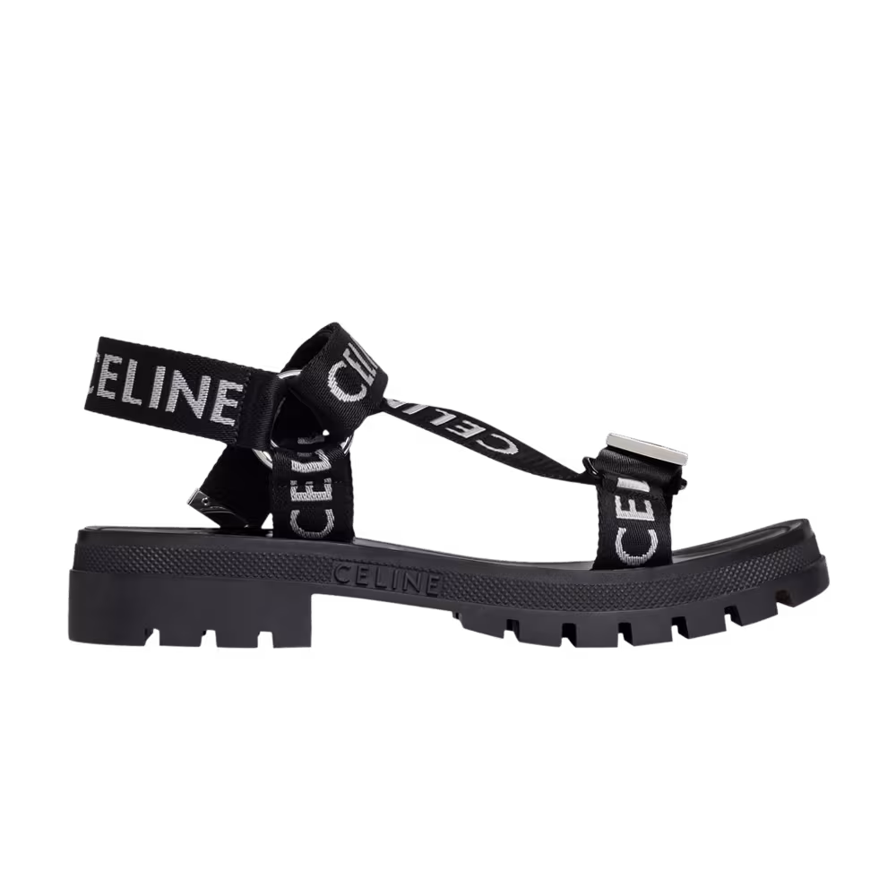 CELINE Leo Strappy Sandal Black White