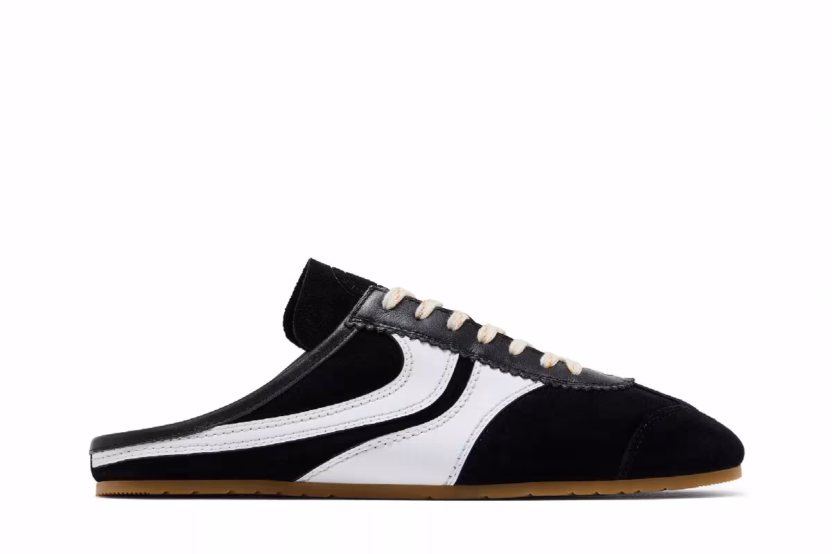 Dries Van Noten Leather Mule Black White, view 2