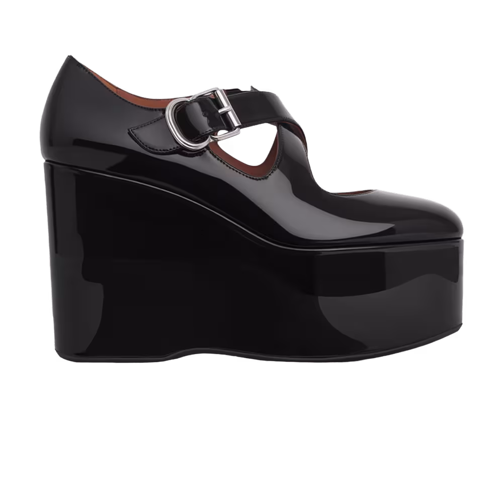 Alaïa Women's Criss Cross Wedge Patent Black