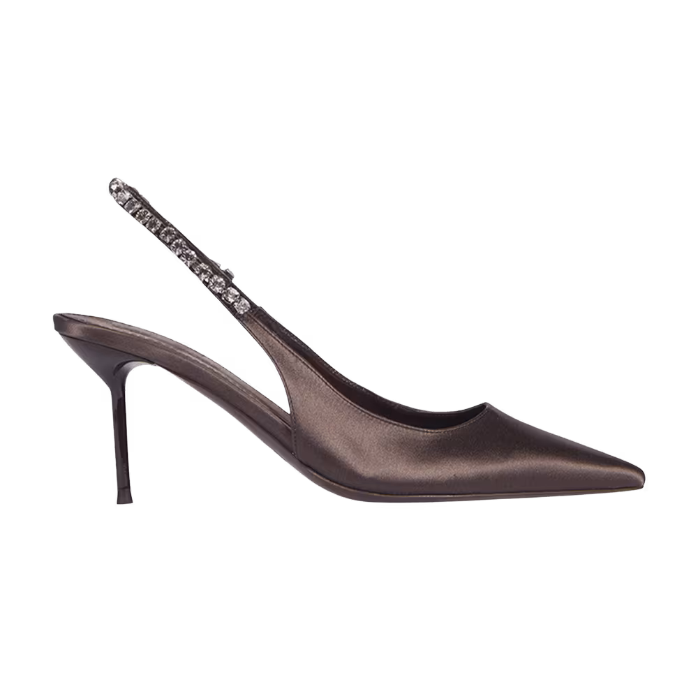 Paris Texas Women's Lidia Slingback Satin Ebony