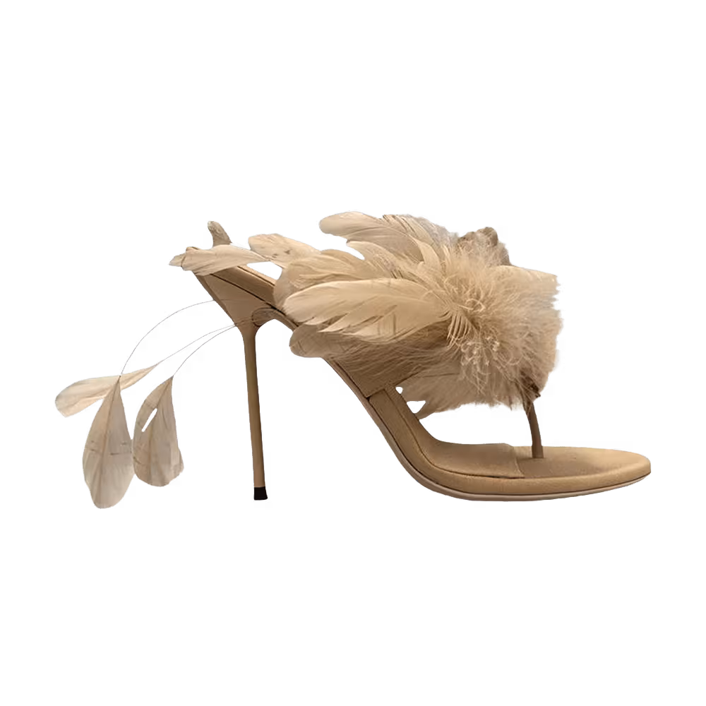 Paris Texas Women's Lidia Feather Thong Mule Honey