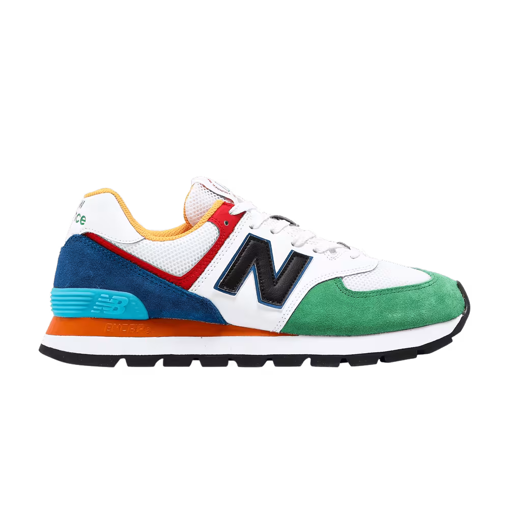 New Balance 574 Rugged White Varsity Green