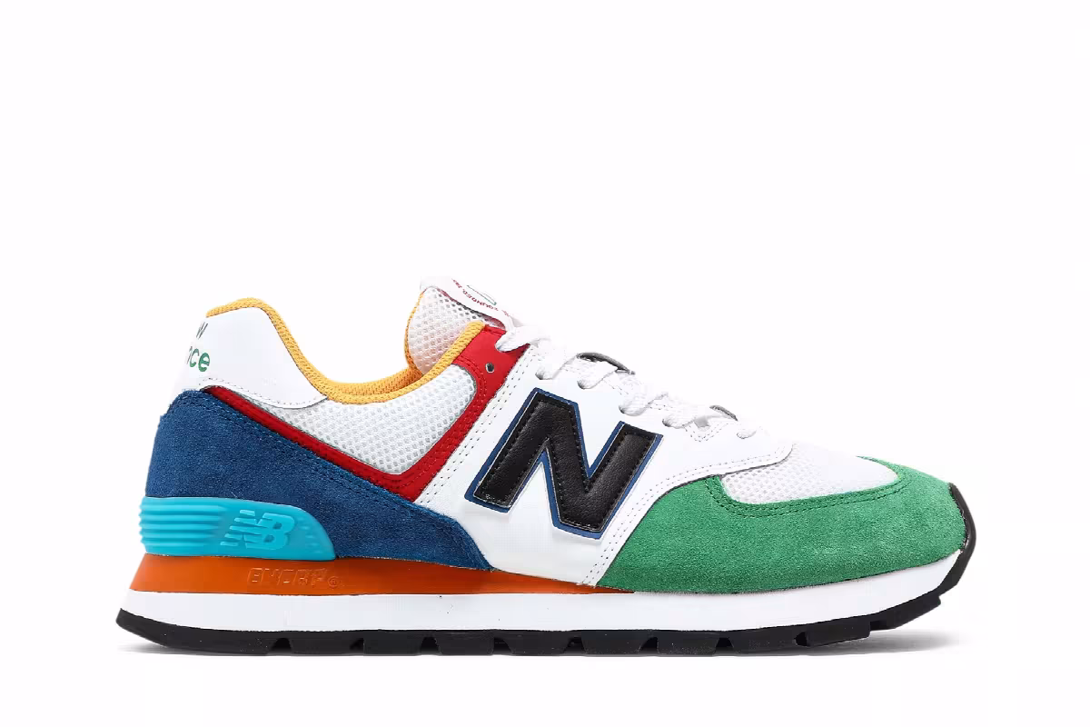 New Balance 574 Rugged White Varsity Green, view 2