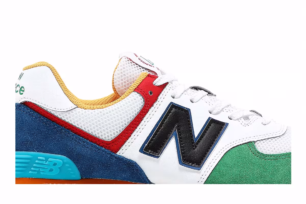 New Balance 574 Rugged White Varsity Green, view 3