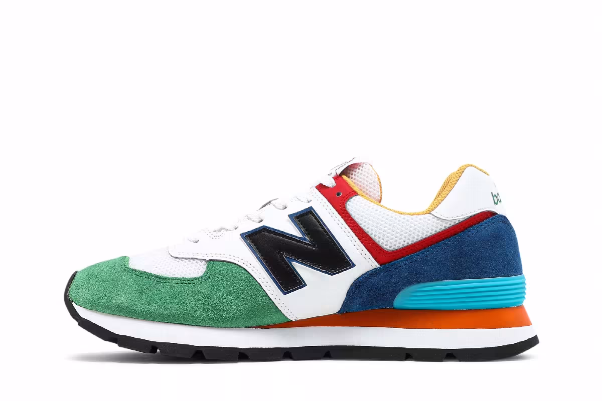 New Balance 574 Rugged White Varsity Green, view 4