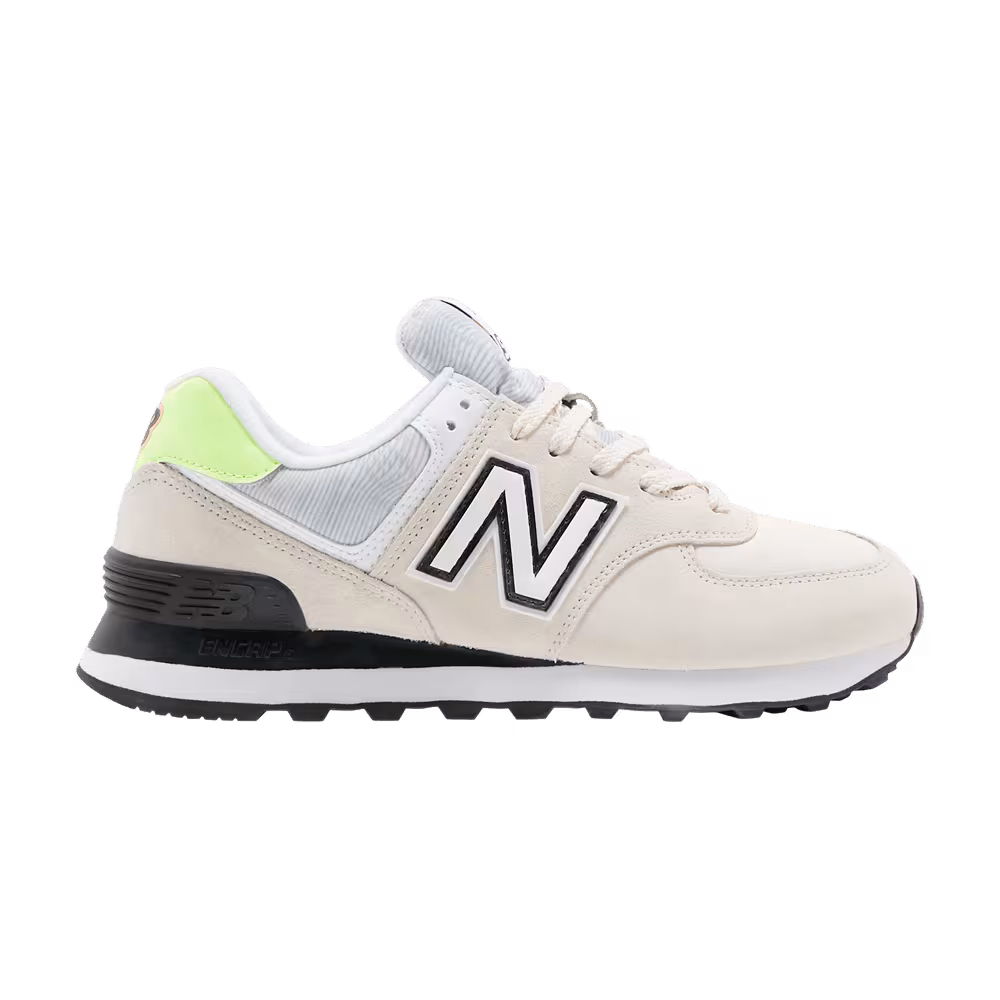 New Balance Women's 574 Raw Silk Bleached Lime Glow