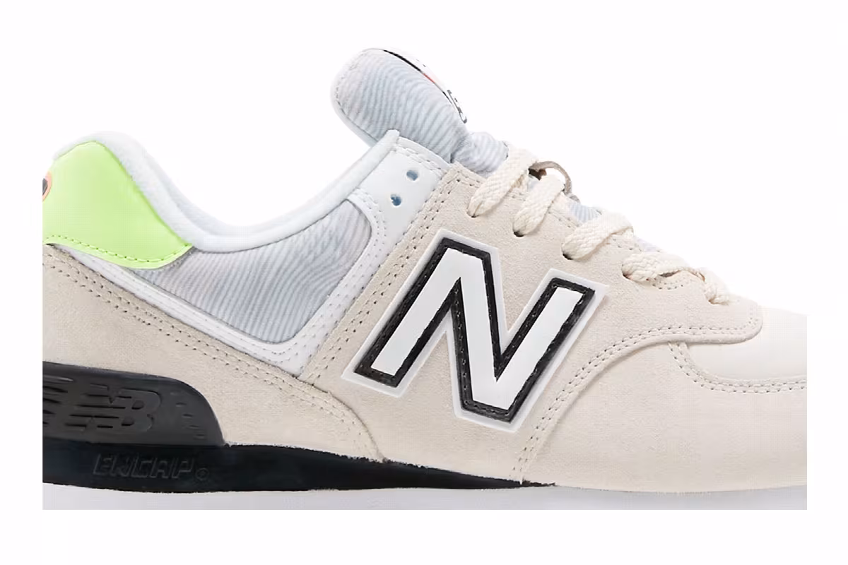 New Balance Women's 574 Raw Silk Bleached Lime Glow, view 3