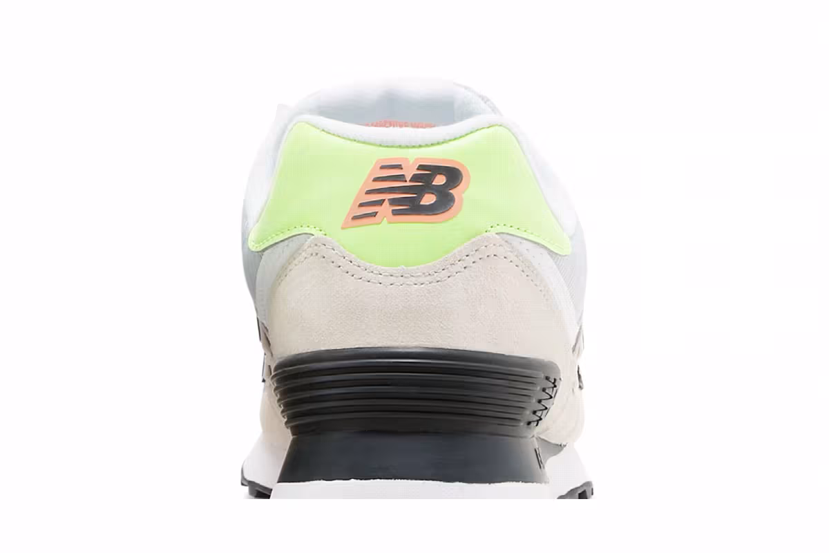New Balance Women's 574 Raw Silk Bleached Lime Glow, view 8