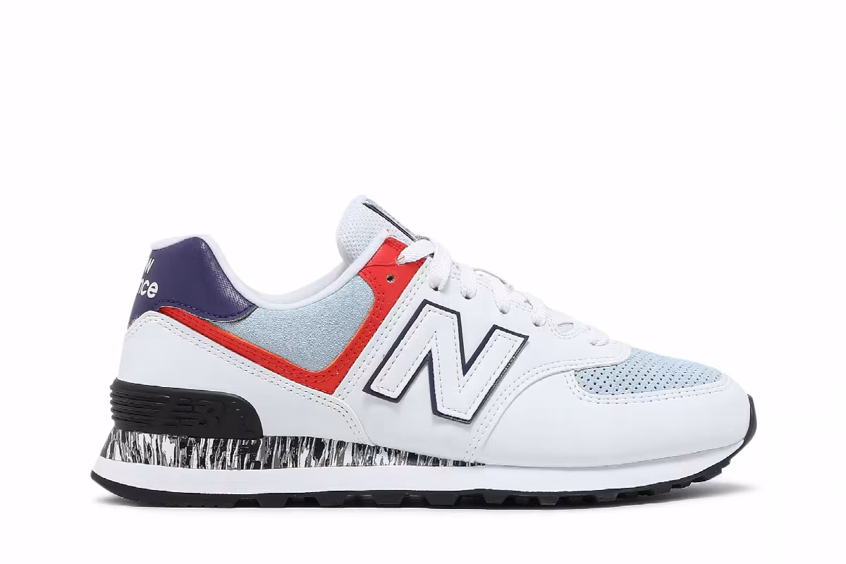 New Balance Women's 574 White Ghost Pepper, view 2